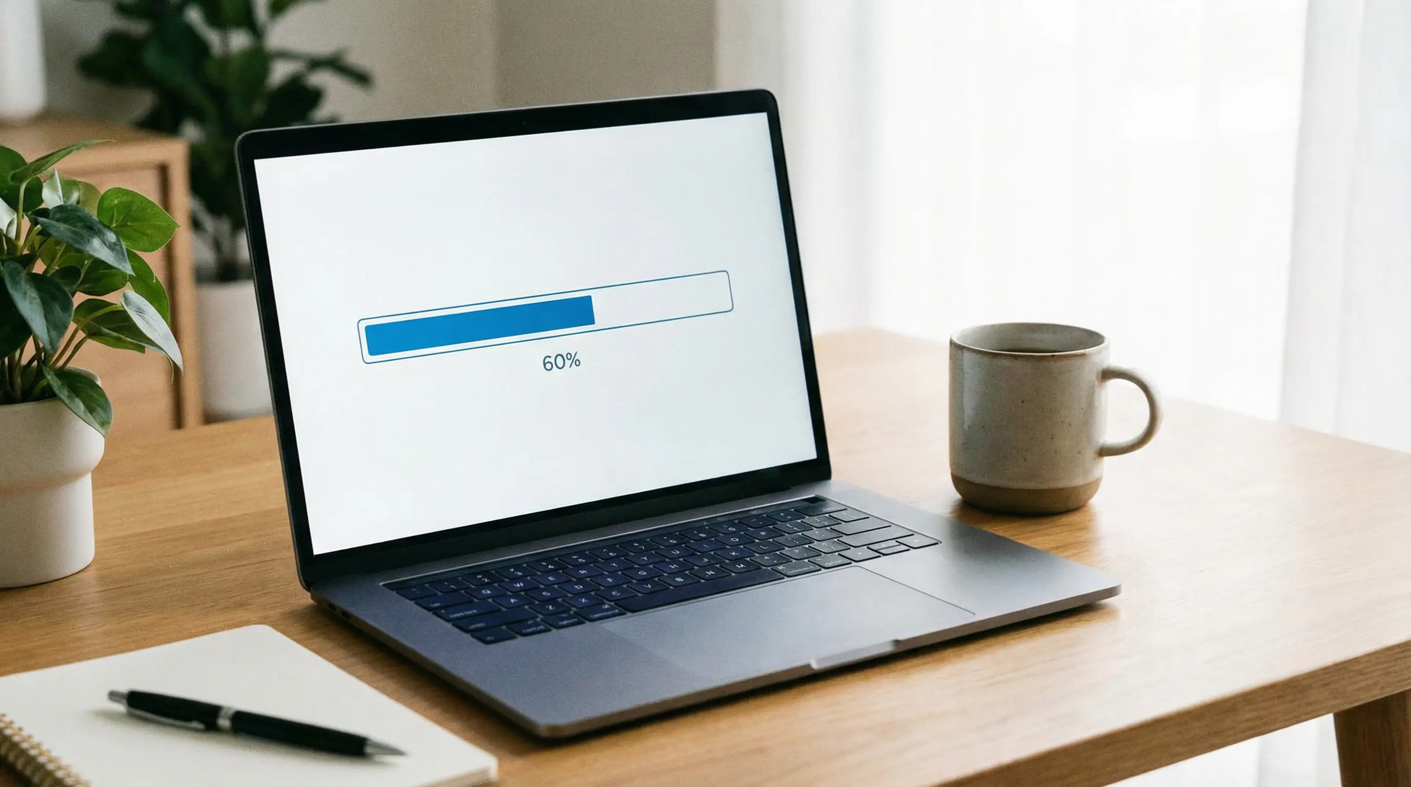 Ecrã de computador portátil mostrando uma barra de progresso de bónus