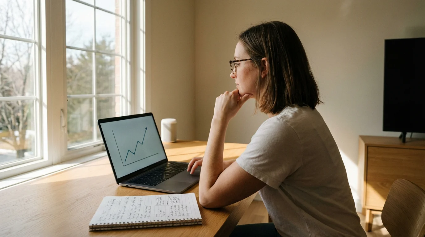 Pessoa a analisar valor de programas de cashback no computador