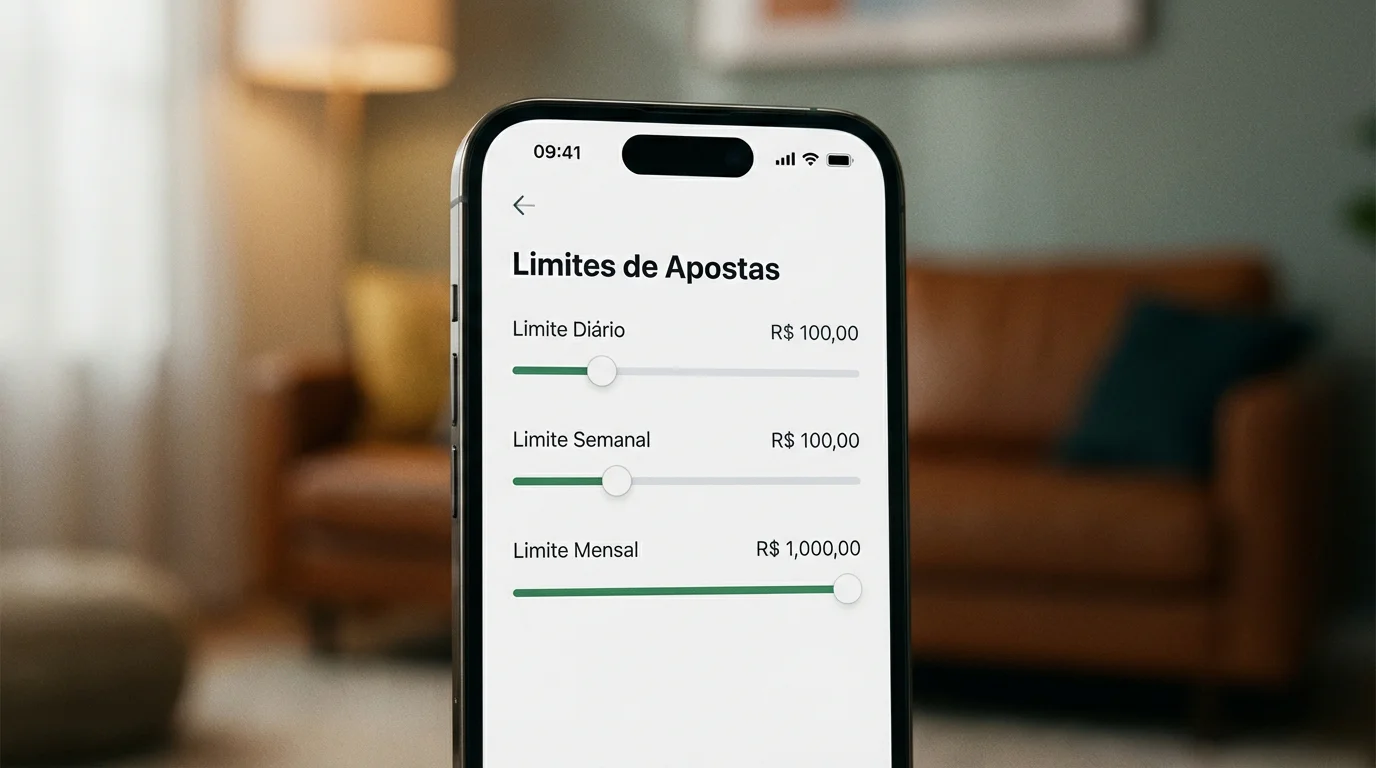 Interface de configuração de limites numa plataforma de apostas