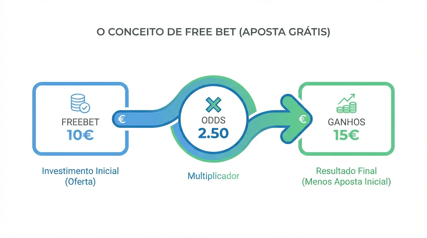 Ilustração explicativa do funcionamento de uma aposta grátis