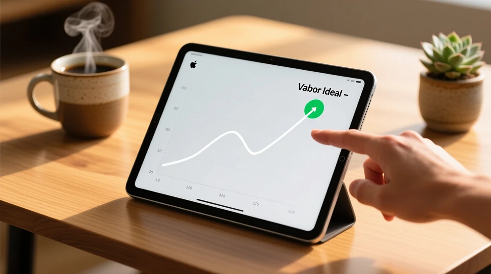 Tablet a mostrar gráfico de zona óptima para maximizar valor de freebets