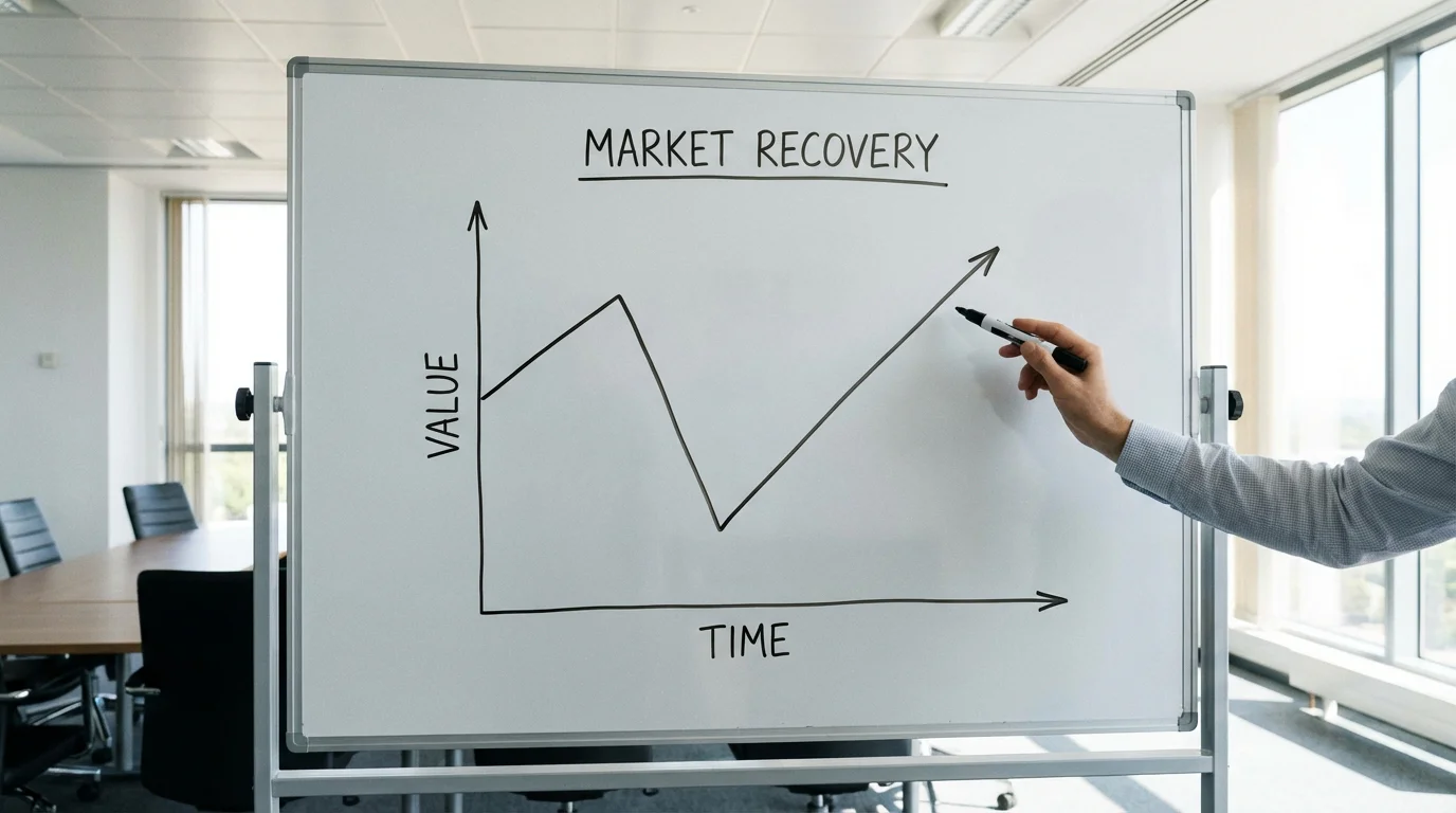 Gráfico ilustrando recuperação gradual após período de perdas