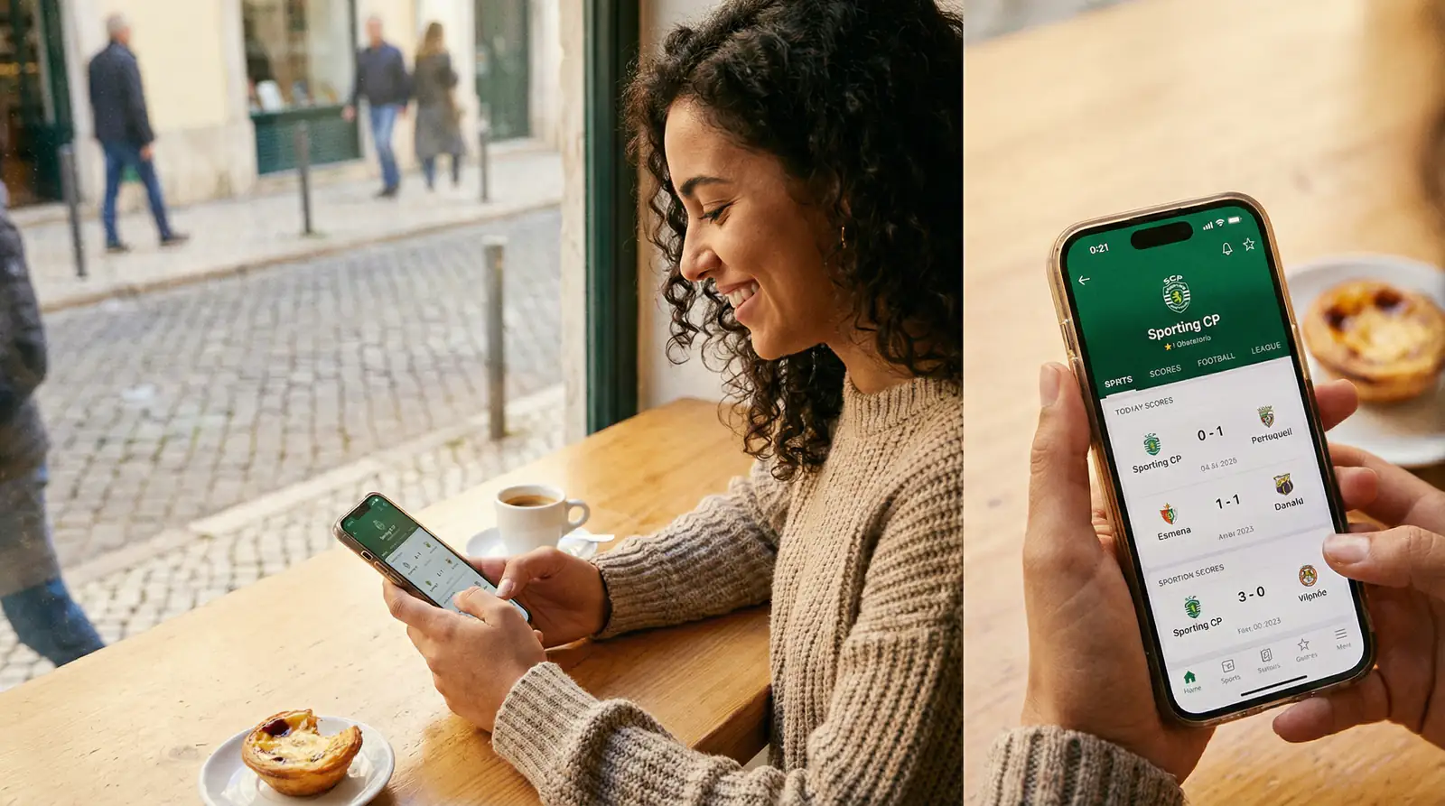 Pessoa a utilizar aplicação de apostas no smartphone em mobilidade