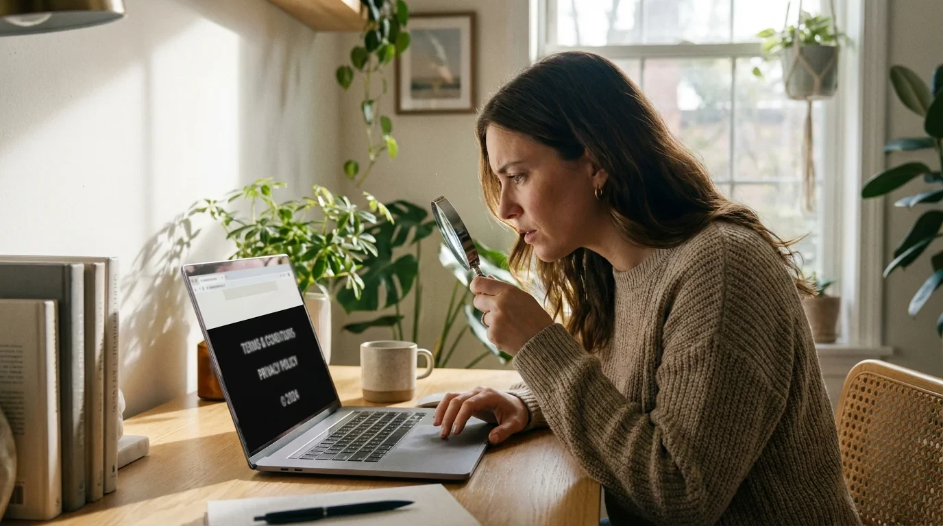 Pessoa a verificar a legalidade de um site de apostas